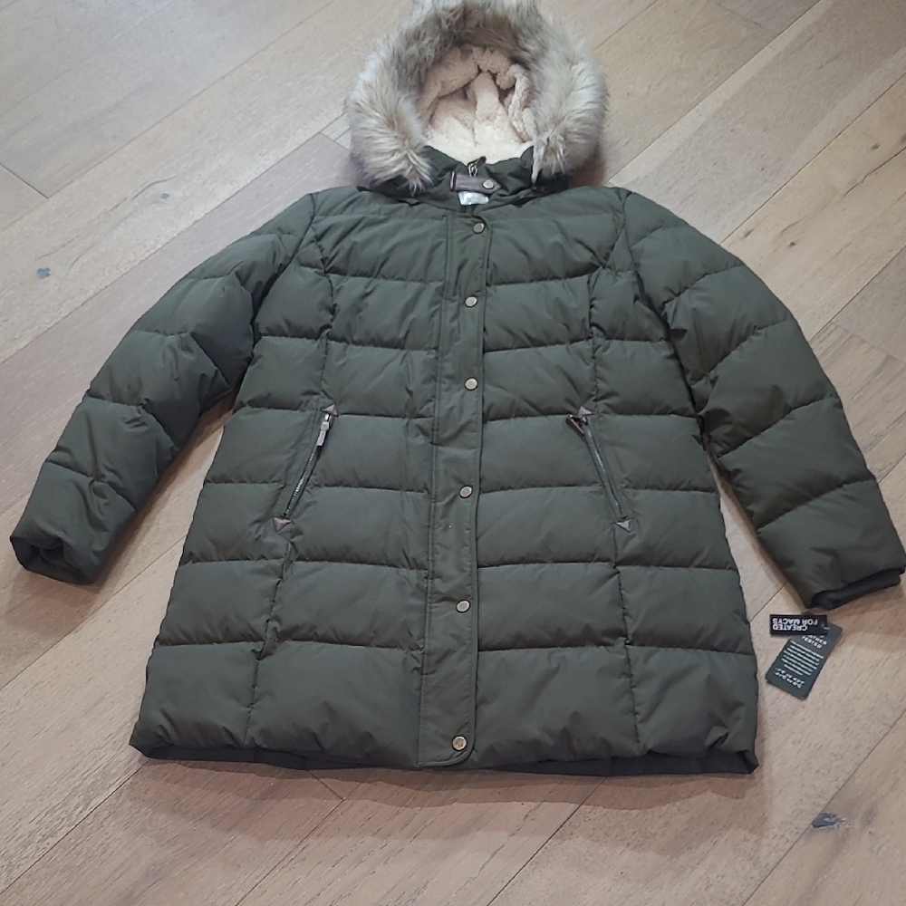 NWT Lauren Ralph Lauren Down Puffer Coat Women's sz XL Litchfield Green Puffer